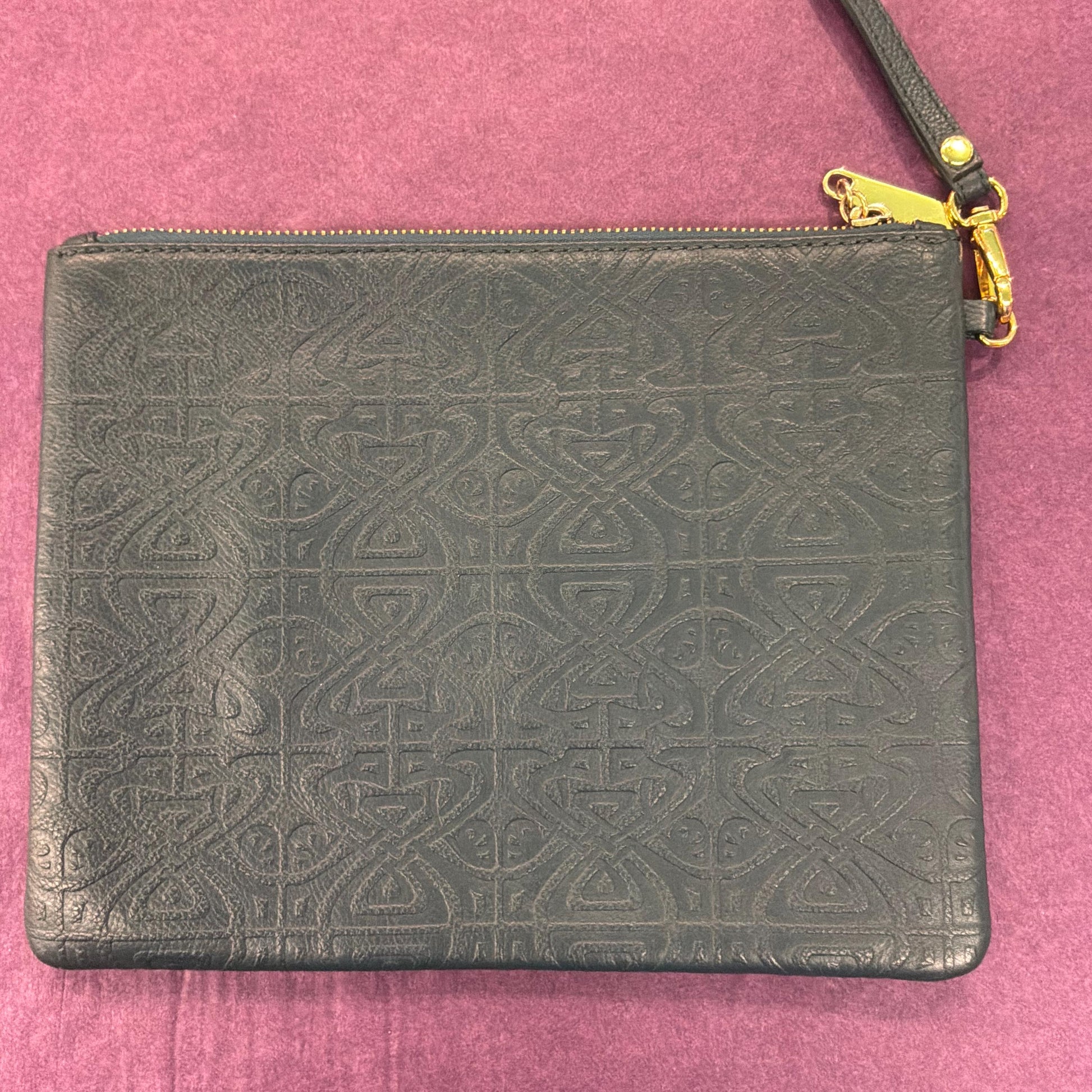 Vintage BIBA Petrol Blue Leather Clutch Bag