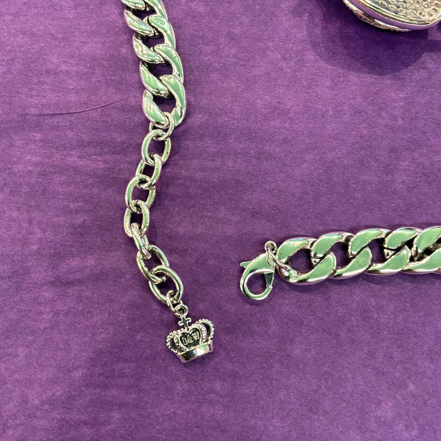 Vintage Butler and Wilson Chunky Curb Chain Necklace with Crystal Crown