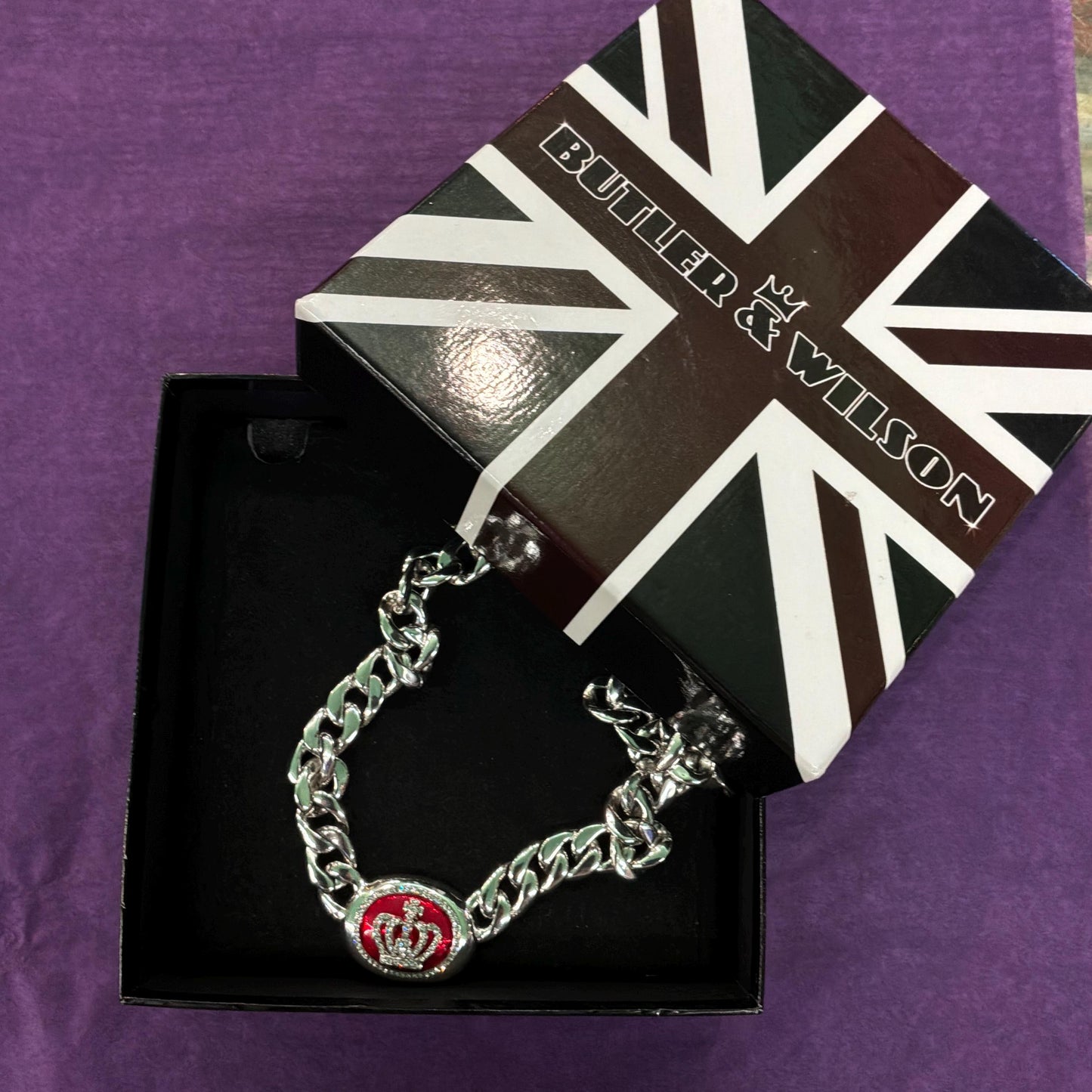 Vintage Butler and Wilson Chunky Curb Chain Necklace with Crystal Crown
