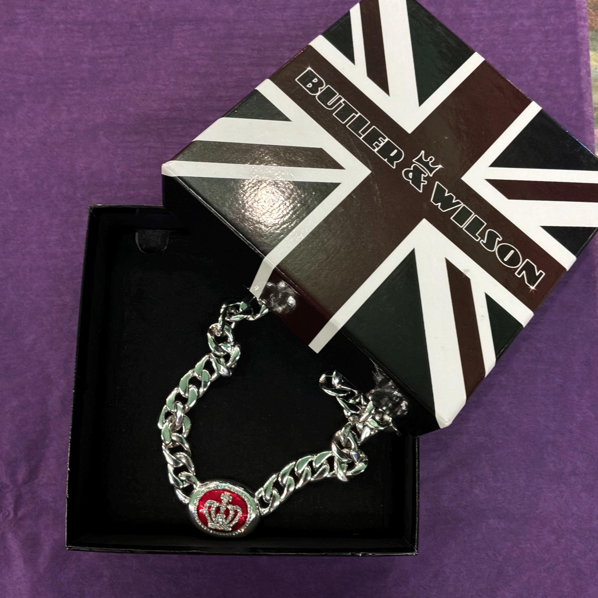 Vintage Butler and Wilson Chunky Curb Chain Necklace with Crystal Crown