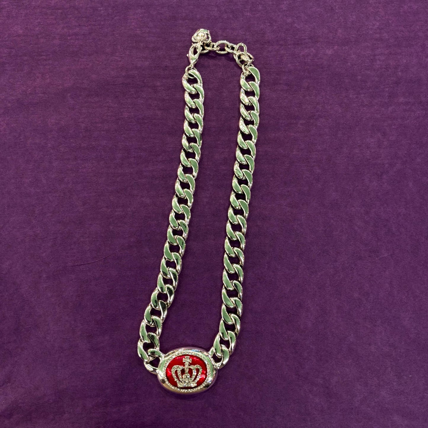 Vintage Butler and Wilson Chunky Curb Chain Necklace with Crystal Crown