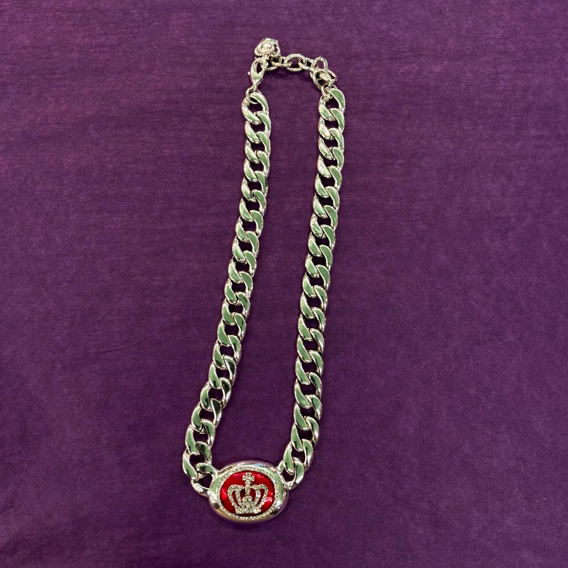 Vintage Butler and Wilson Chunky Curb Chain Necklace with Crystal Crown