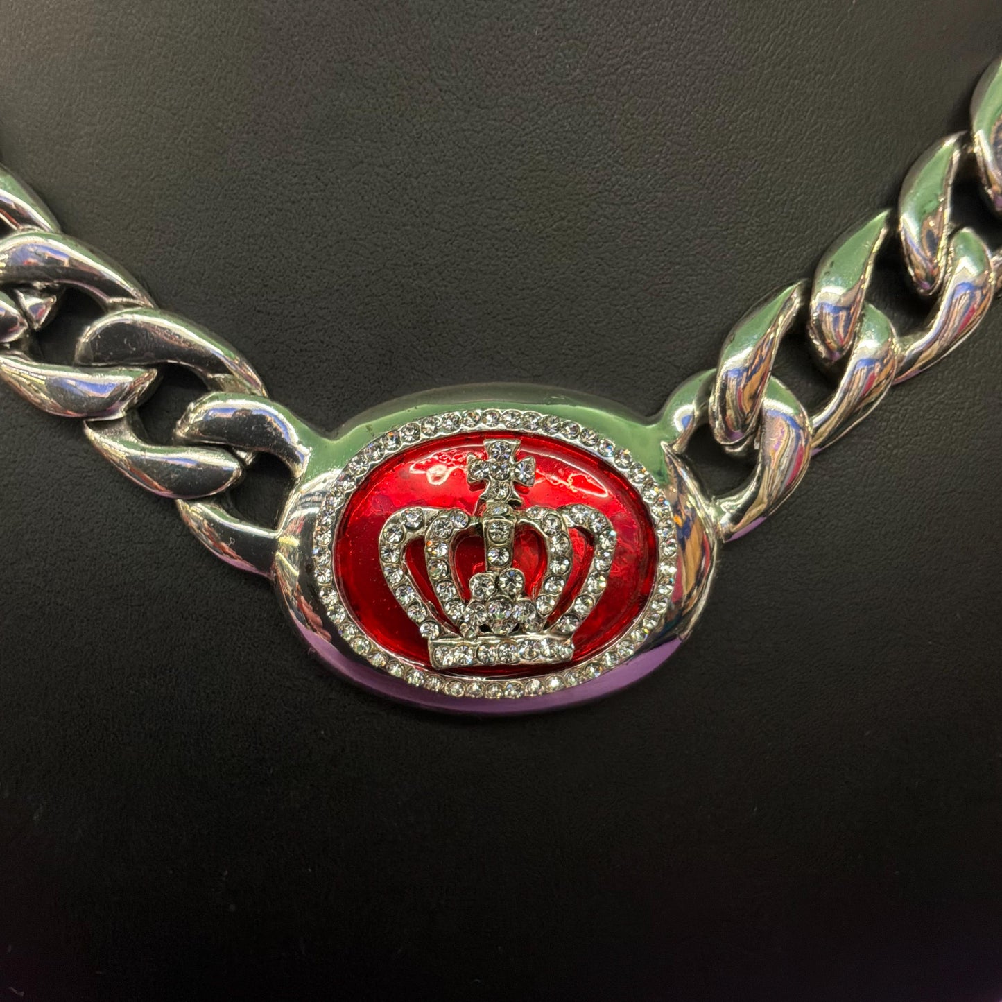 Vintage Butler and Wilson Chunky Curb Chain Necklace with Crystal Crown