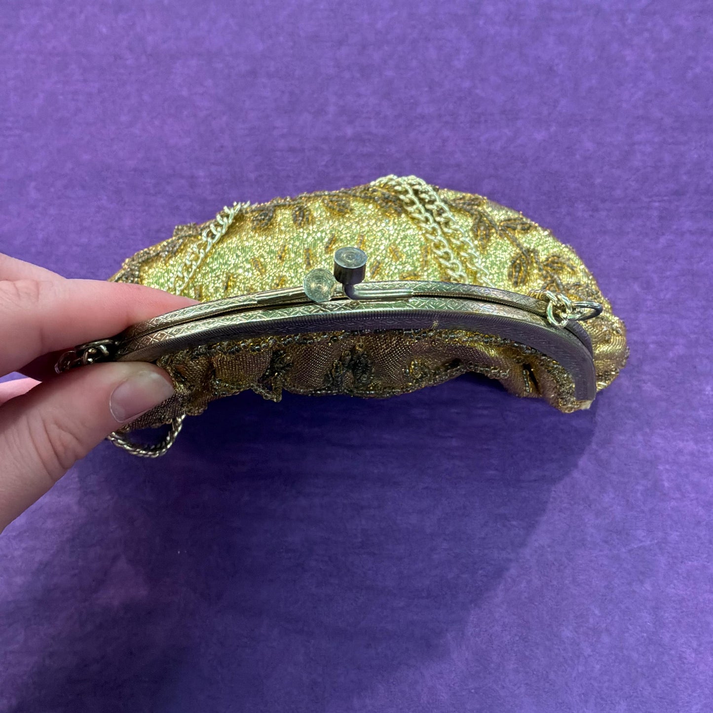 Vintage 1950/60s Gold Lurex Beaded Evening Bag