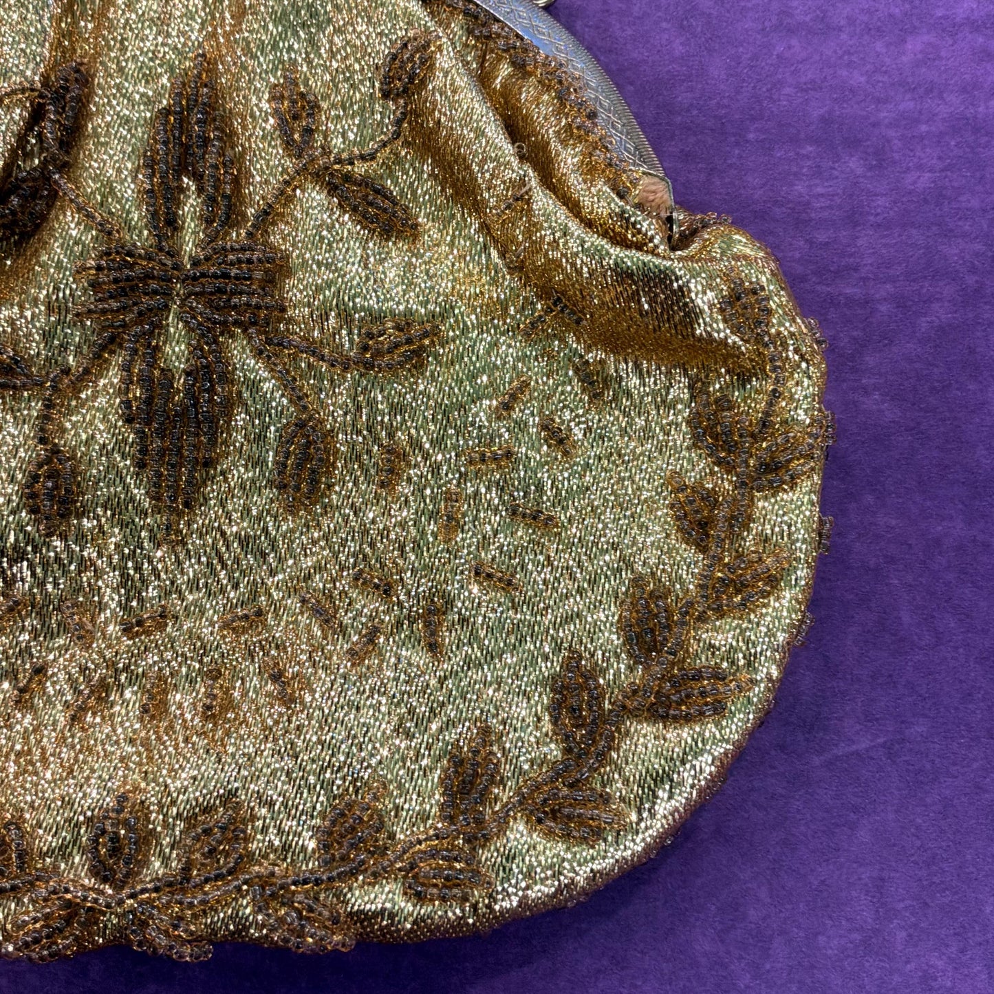 Vintage 1950/60s Gold Lurex Beaded Evening Bag