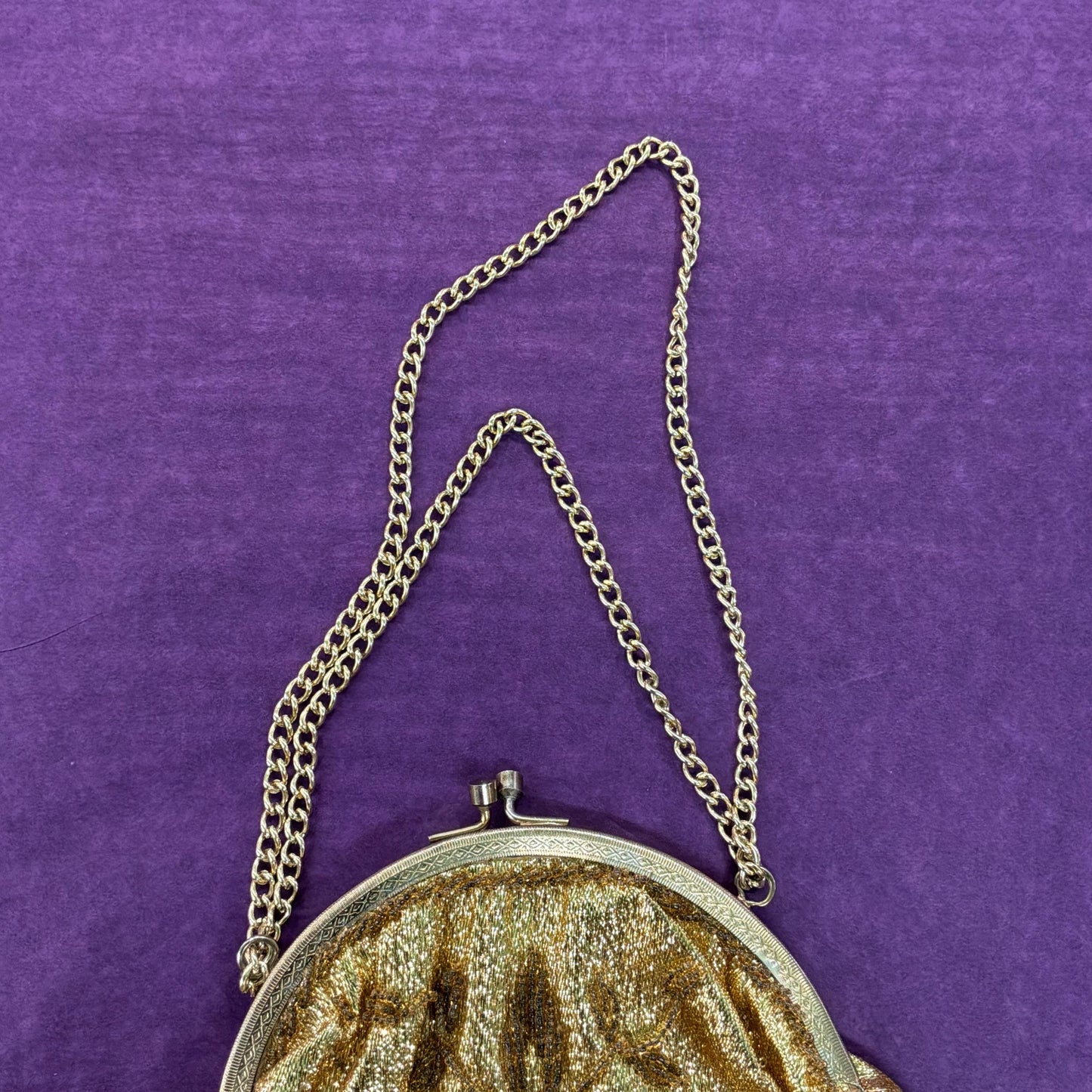 Vintage 1950/60s Gold Lurex Beaded Evening Bag
