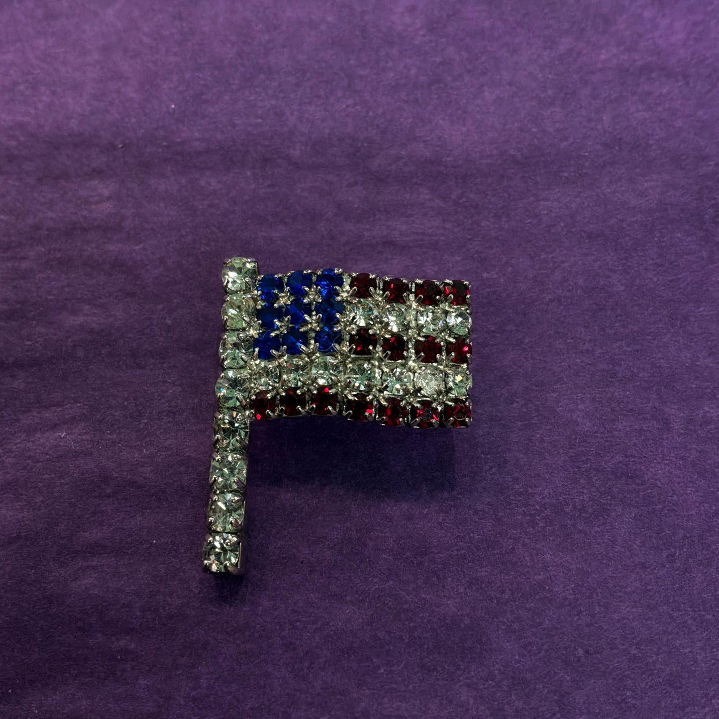 Vintage Crystal Stars and Stripe American Style Flag Brooch/ Lapel Pin