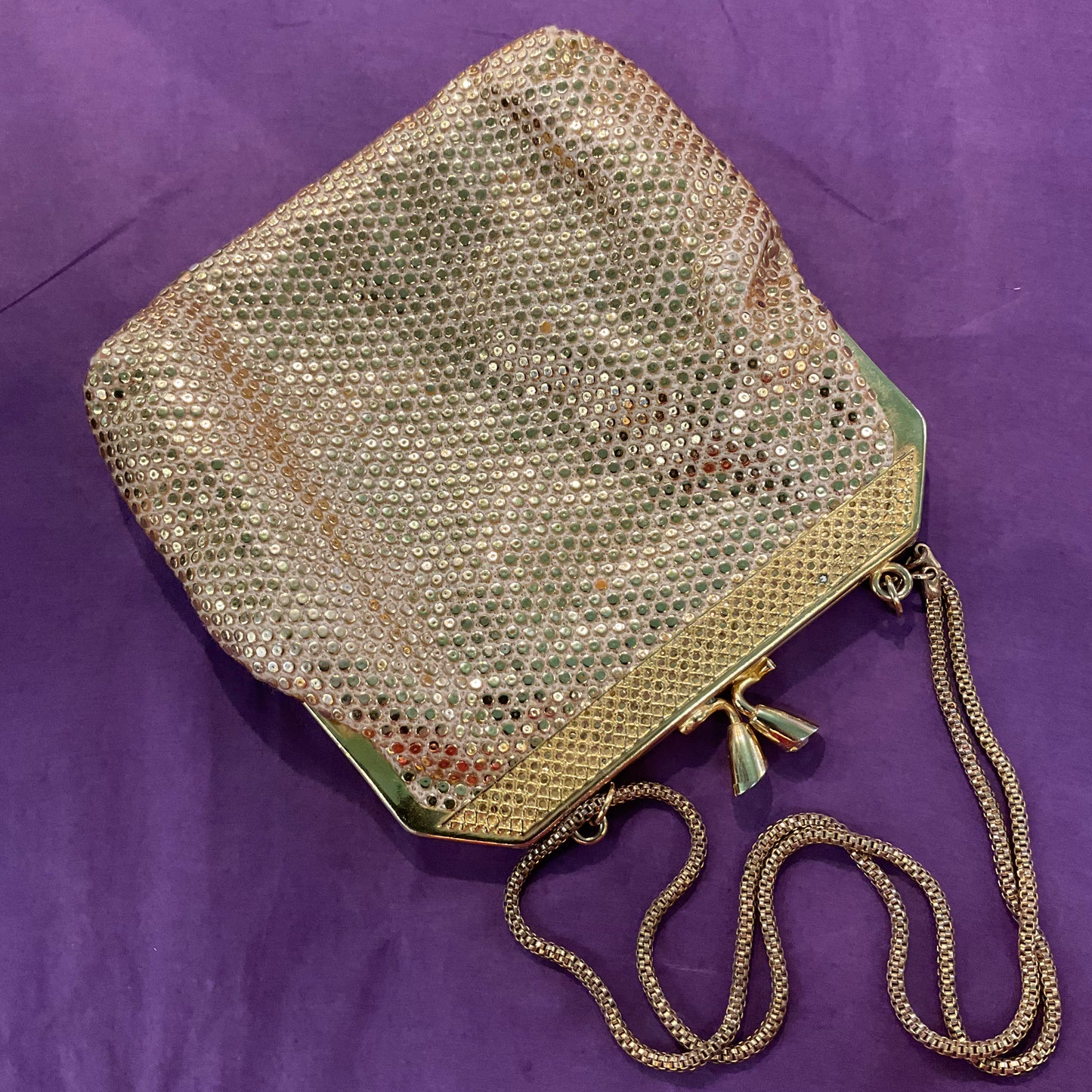 Gold 1960s GoGo Metallic Print Cocktail Bag