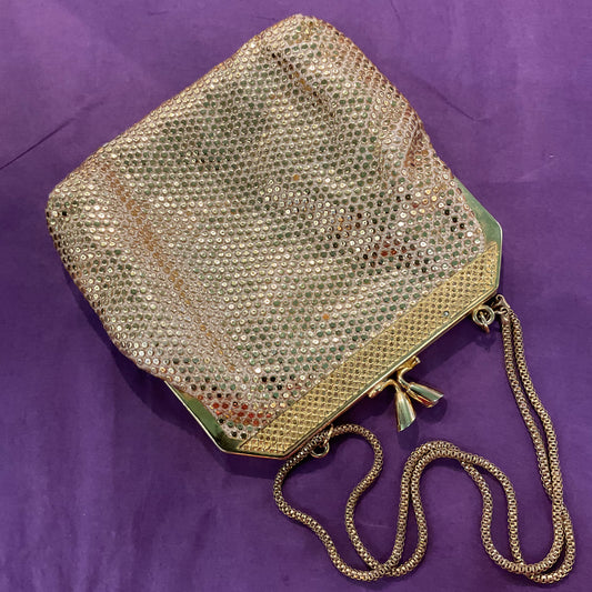 Gold 1960s GoGo Metallic Print Cocktail Bag