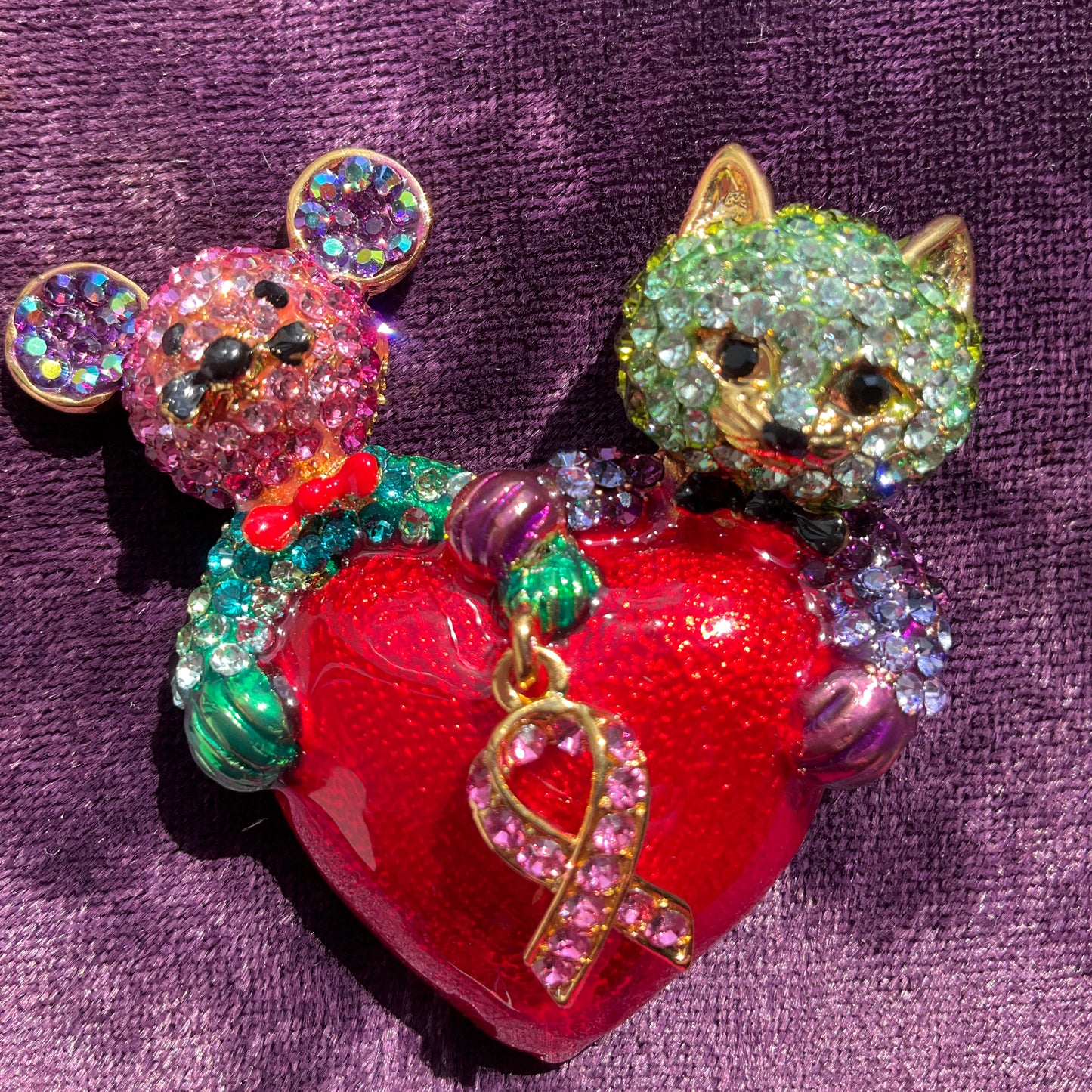 Vintage Butler and Wilson Rhinestone Cat and Mouse Brooch