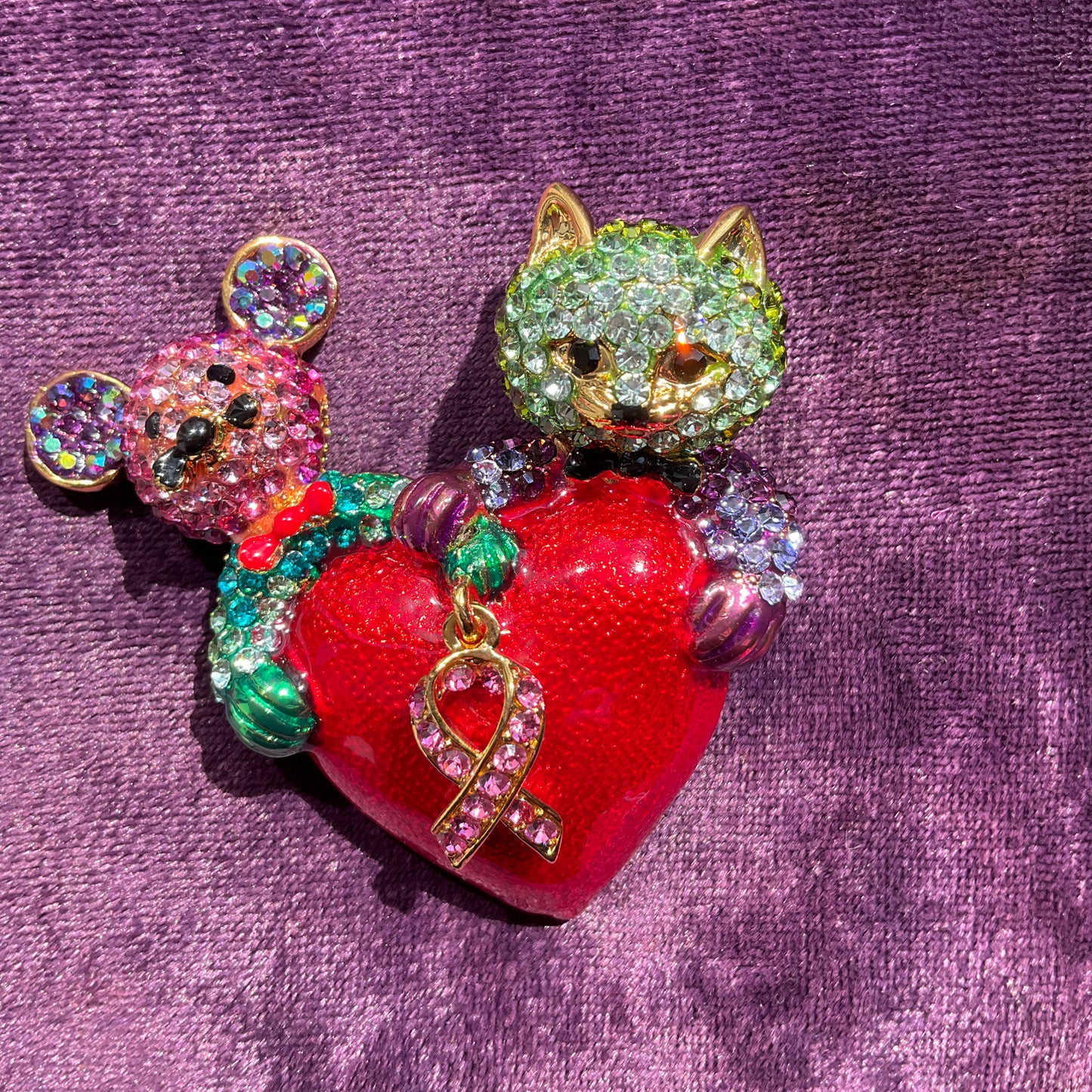 Vintage Butler and Wilson Rhinestone Cat and Mouse Brooch