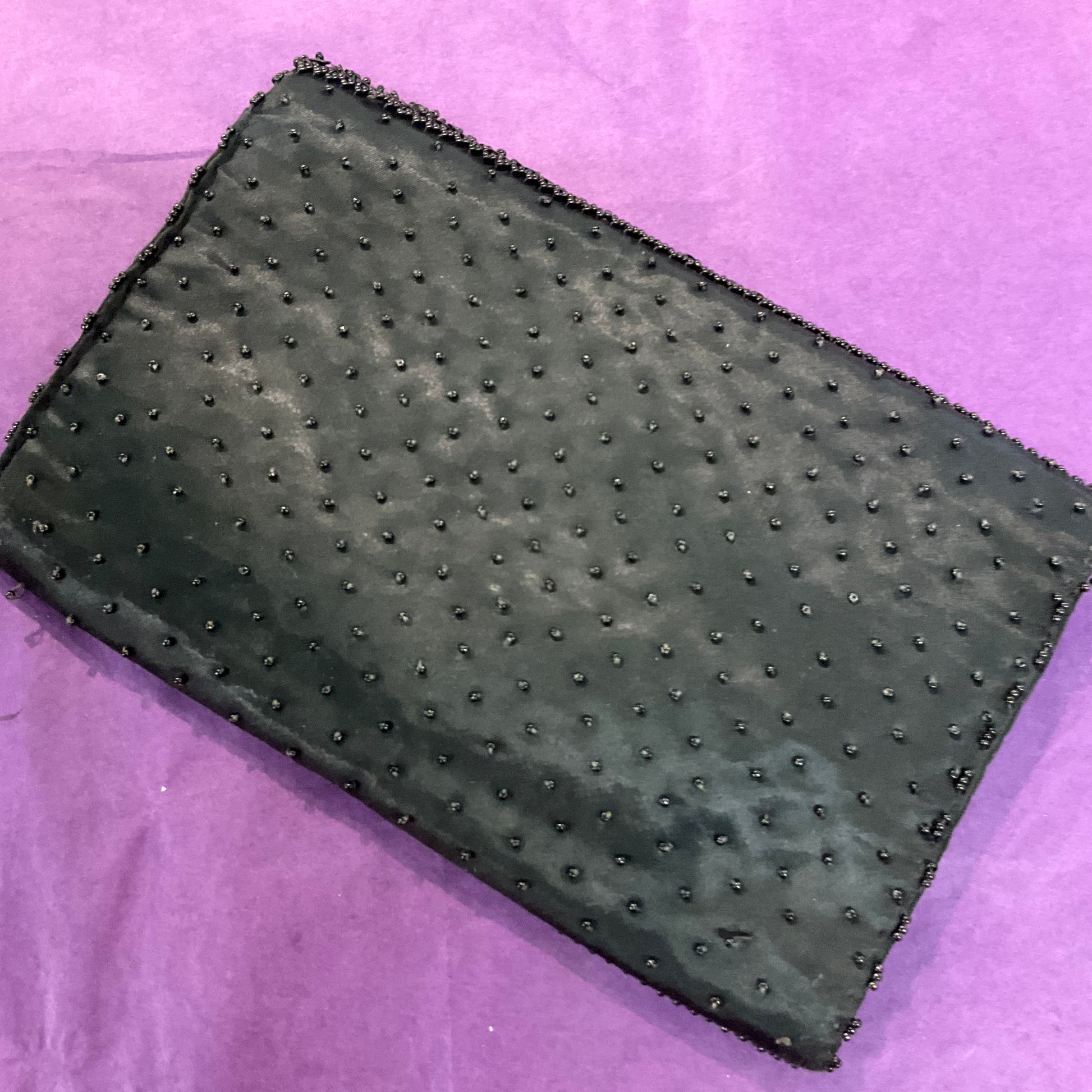 1950s Black Beaded Clutch Bag by La Regale