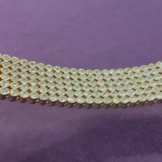 Vintage 1980s Statement Gold Tone and Silver Crystal Bracelet