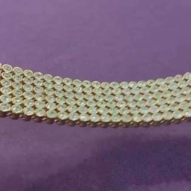 Vintage 1980s Statement Gold Tone and Silver Crystal Bracelet