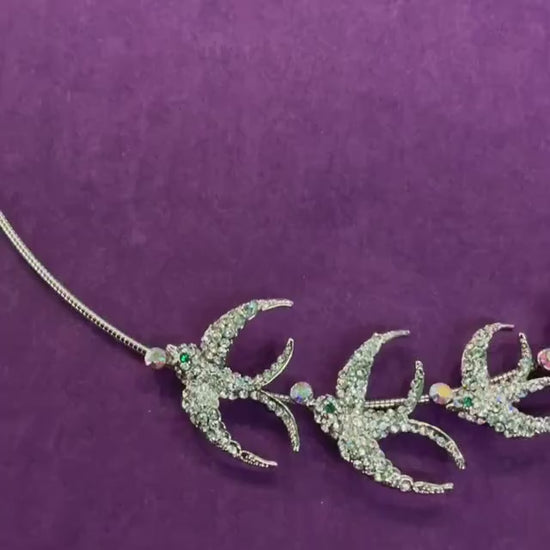 Vintage Butler and Wilson Crystal Swallow Choker Wire Necklace