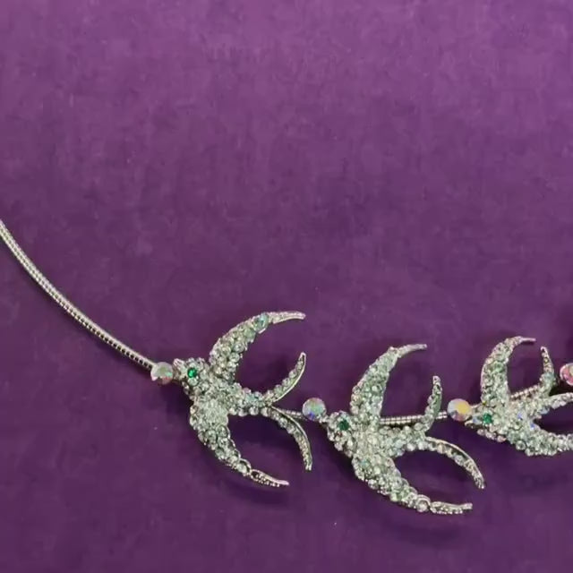 Vintage Butler and Wilson Crystal Swallow Choker Wire Necklace
