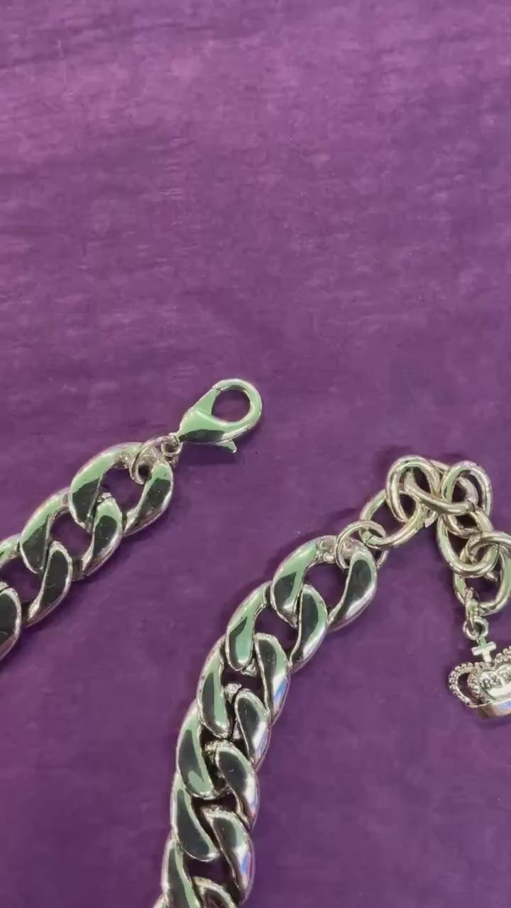 Vintage Butler and Wilson Chunky Curb Chain Necklace with Crystal Crown