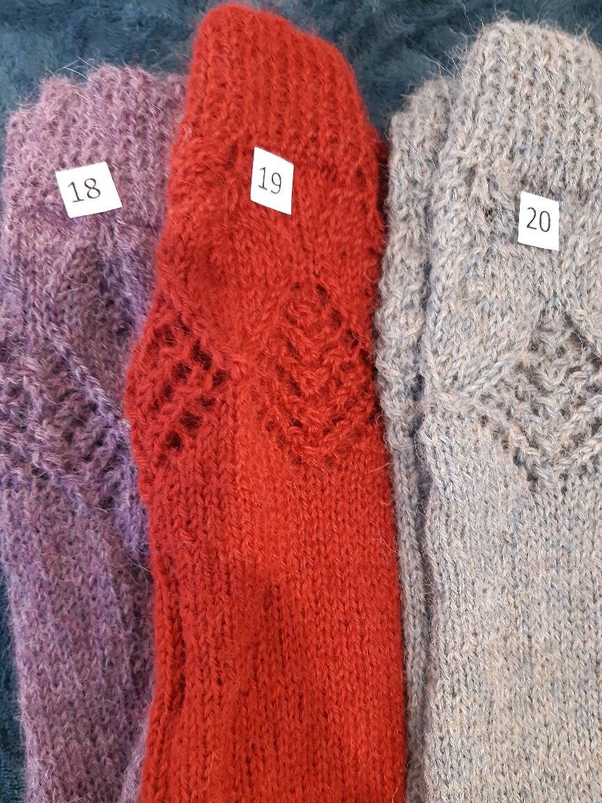 Hand knitted Alpaca yarn ‘Clarice’ wristwarmers