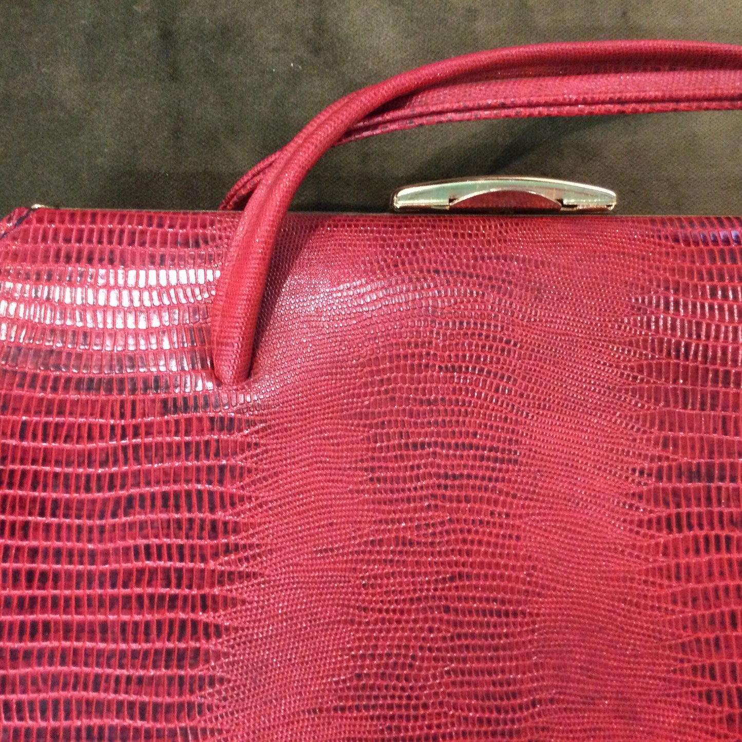 Vintage 1960s Red Faux Snakeskin Handbag