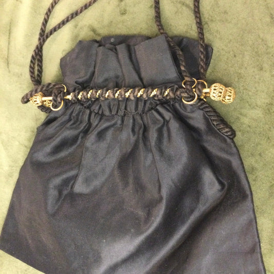 Antique Handmade Black Silk Evening Bag