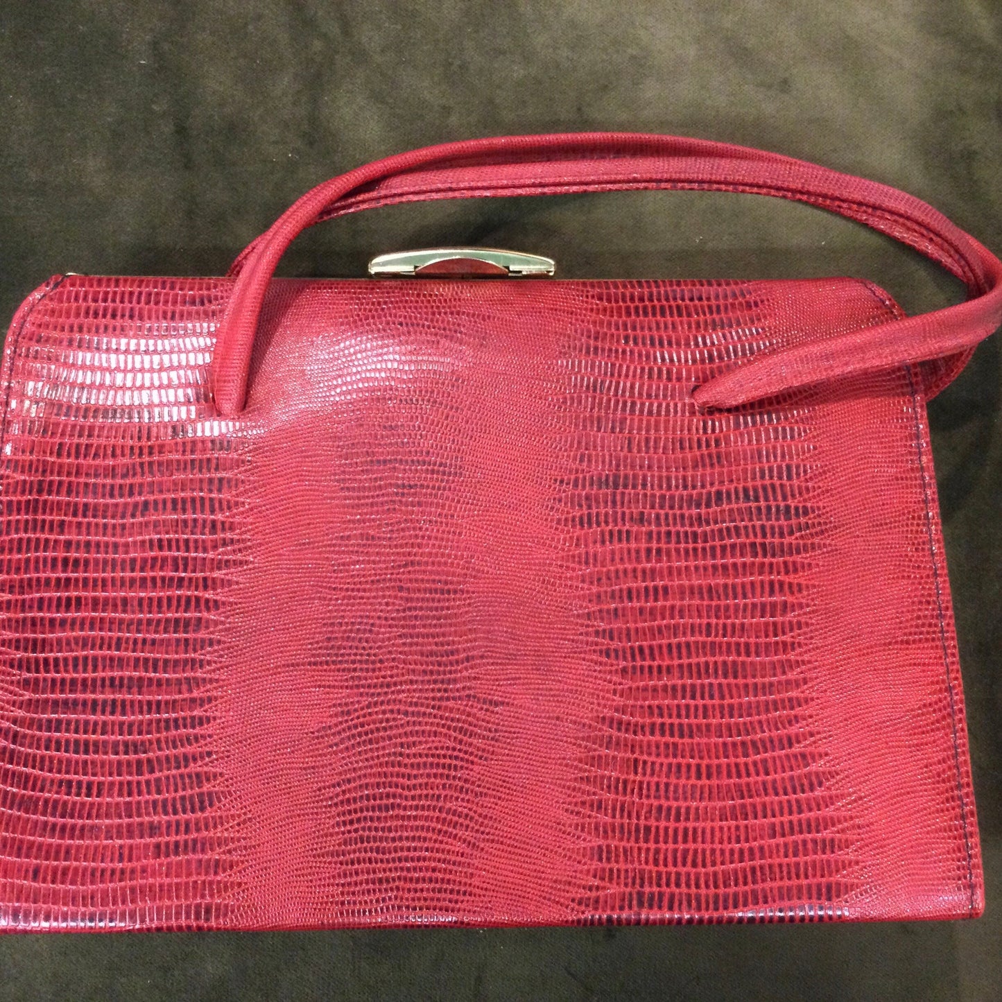 Vintage 1960s Red Faux Snakeskin Handbag