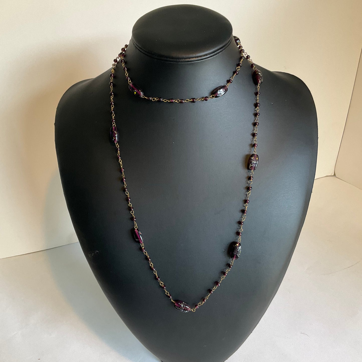 Antique Venetian Purple ‘End of Day’ Flapper Beaded Necklace