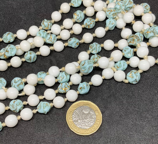 Vintage Flapper Milk Glass Beaded Necklace