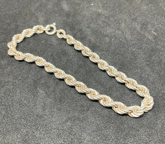 Vintage Silver Twisted Rope Bracelet