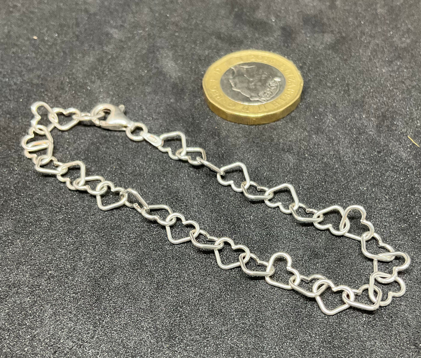 Vintage Silver Heart Chain Bracelet