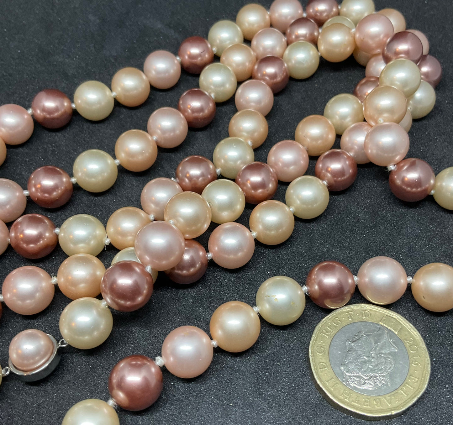 Vintage Pink Flapper Faux Pearl Necklace