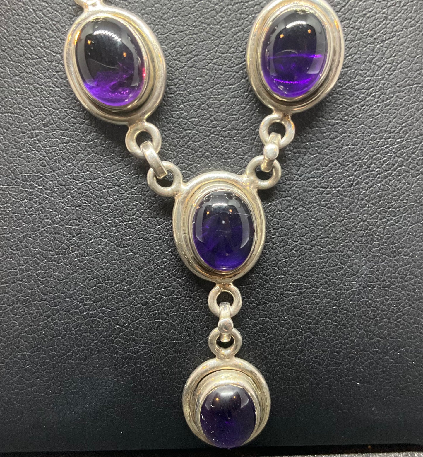 Vintage Silver & Amethyst Drop Neckace