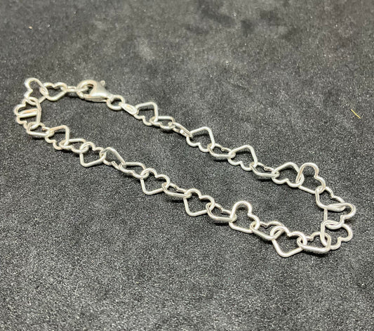 Vintage Silver Heart Chain Bracelet